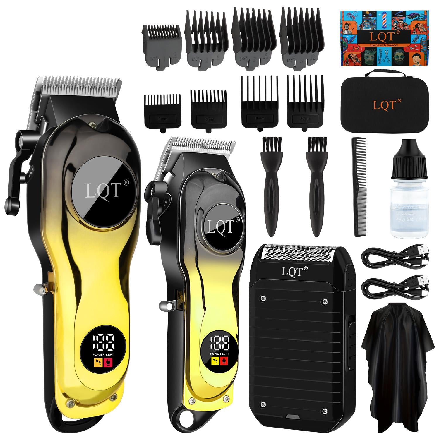 LQT Opulent Black-Gold Gradient Textured Men's Grooming Kit