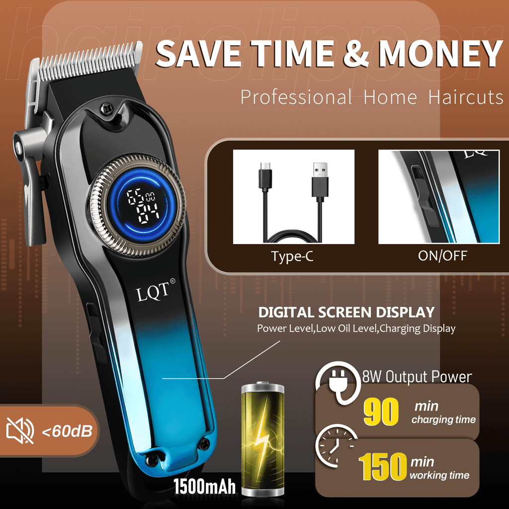 LQT Opulent Black-Blue Gradient Printed Digital Barber Grooming Kit