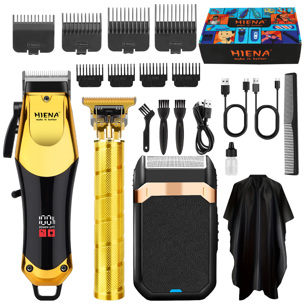 HIENA Opulent Gilded Ribbed-Body Professional Grooming Kit