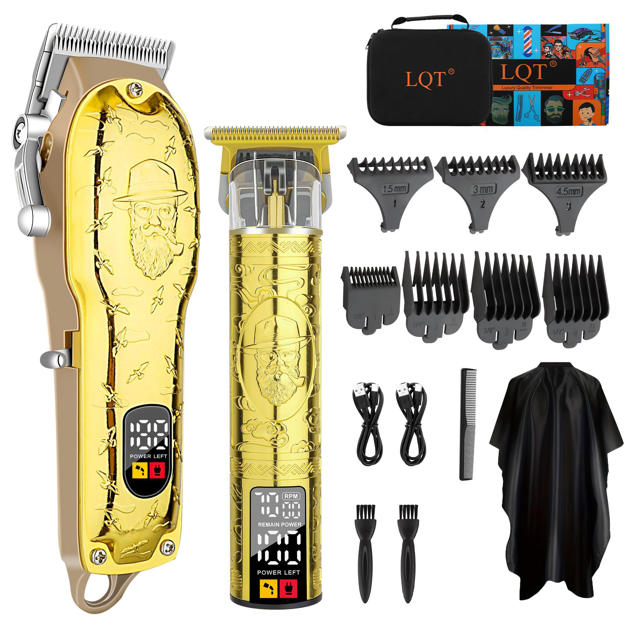 LQT Opulent Gilded Gentleman-Embossed Digital Clipper Grooming Kit