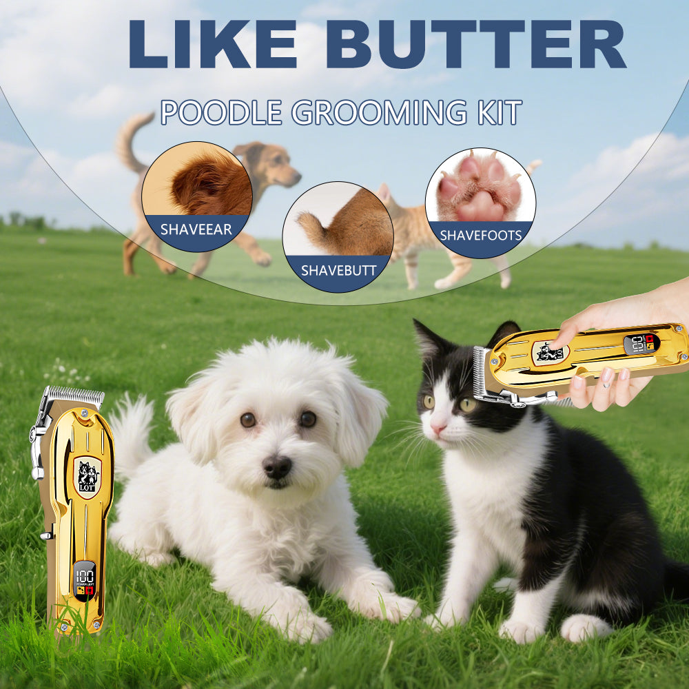 LQT Opulent All-Gold Pet-Emblem Full-Tool Pet Grooming Kit