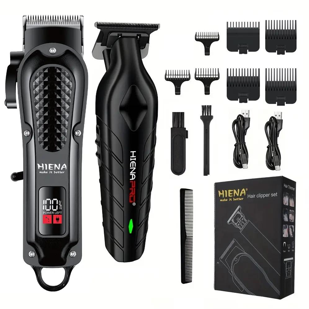 Opulent All-Black Diamond-Texture Dual-Digital Clipper Grooming Kit