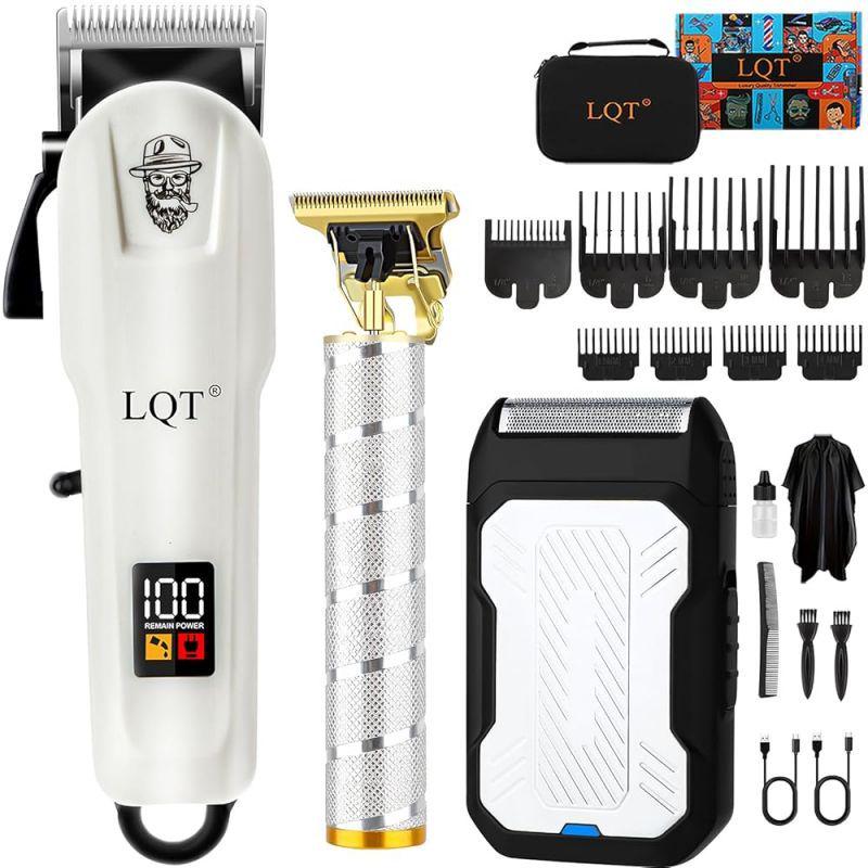 LQT Opulent Cream-White Retro Bearded-Gentleman Embossed Grooming Kit