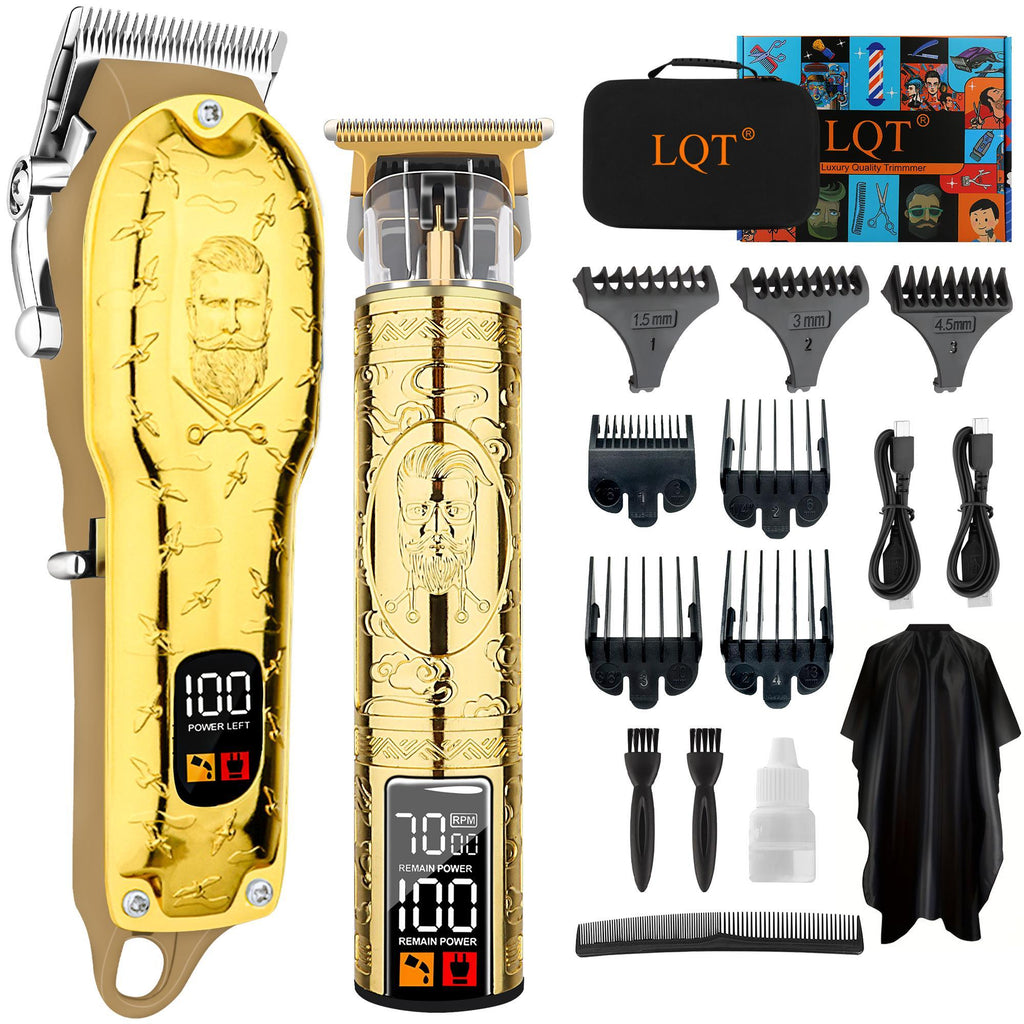 LQT Opulent Gilded Stylist-Embossed Dual-Digital Clipper Grooming Kit