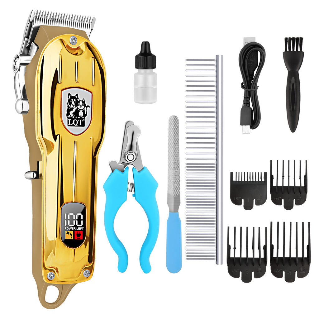 LQT Opulent Gilded Pet-Emblem Pet Grooming Clipper Kit