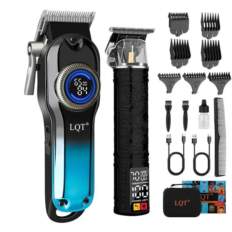 LQT Opulent Black-Blue Gradient Dragon-Texture Dual-Digital Clipper Grooming Kit