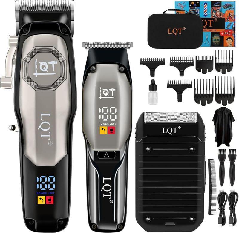 LQT Opulent Silver-Black Geometric Dual-Unit Grooming Kit