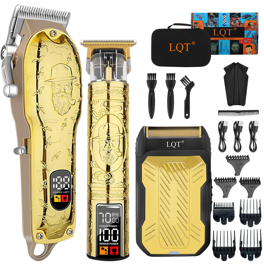 LQT Luxury Gold-Plated Pipe Design Men's Grooming Set