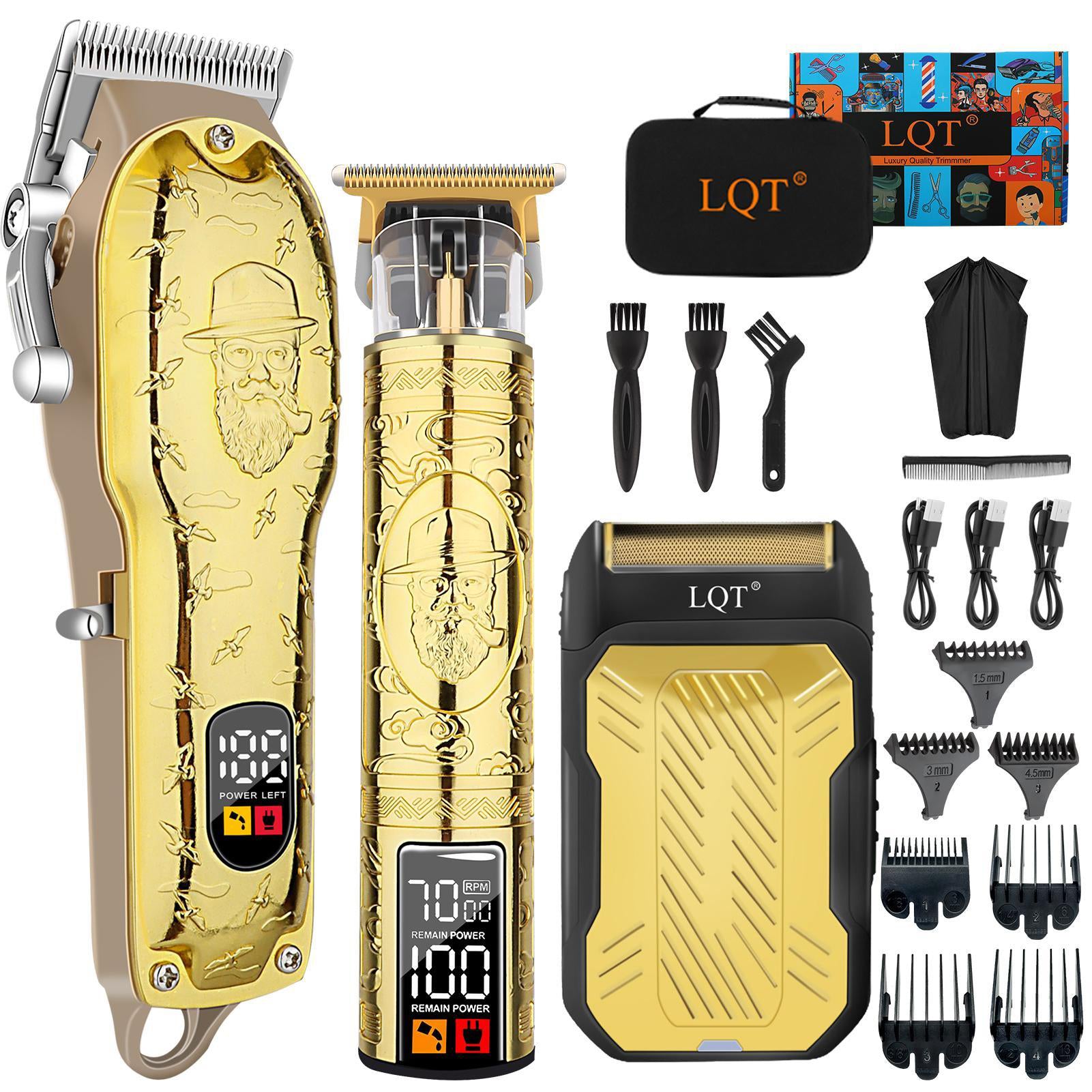 LQT Luxury Gold-Plated Pipe Design Men's Grooming Set