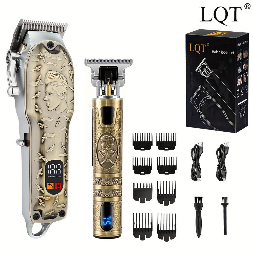 LQT Opulent Vintage-Bronze Stylist-Embossed Dual-Digital Clipper Grooming Kit