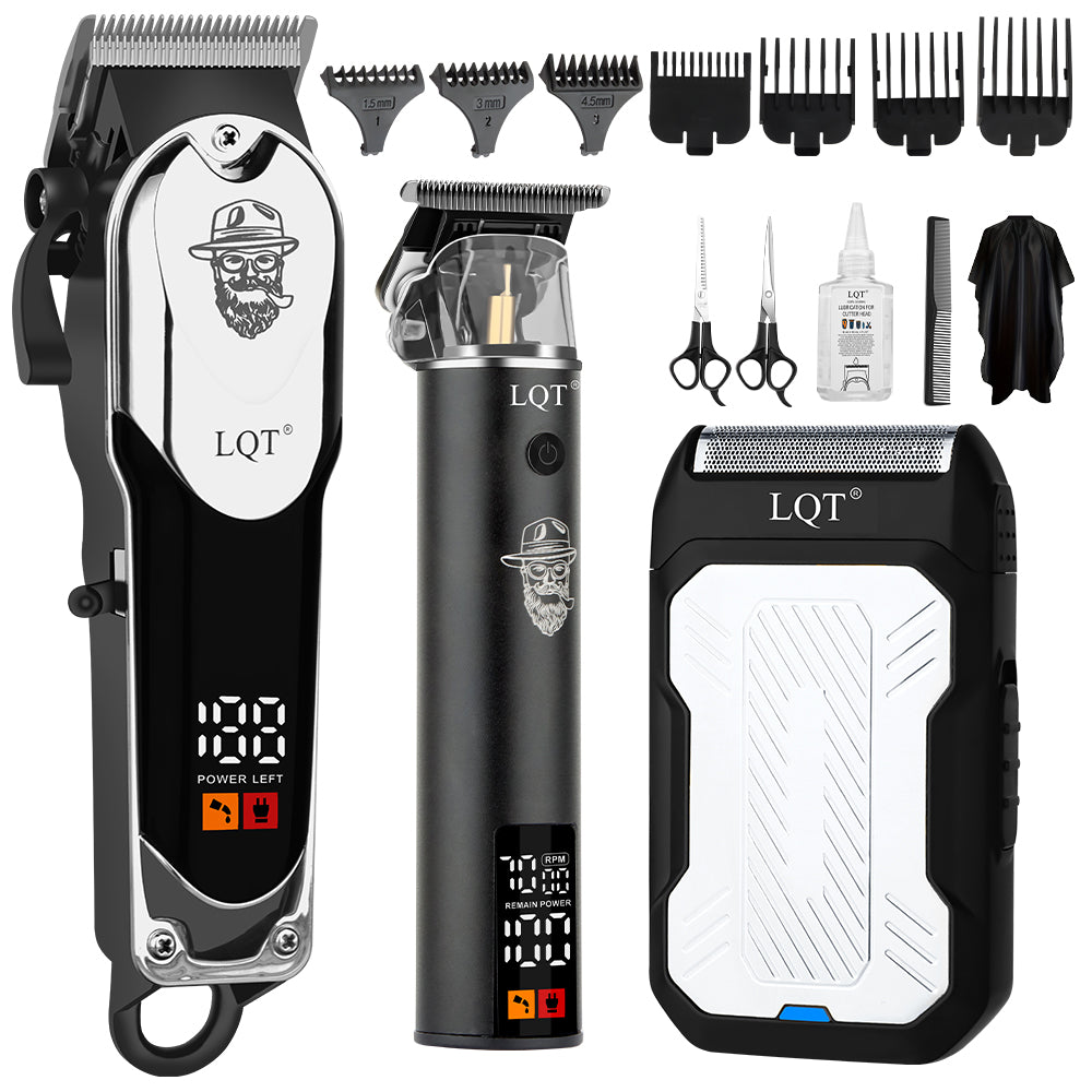 LQT Black-Silver Retro All-In-One Grooming Kit