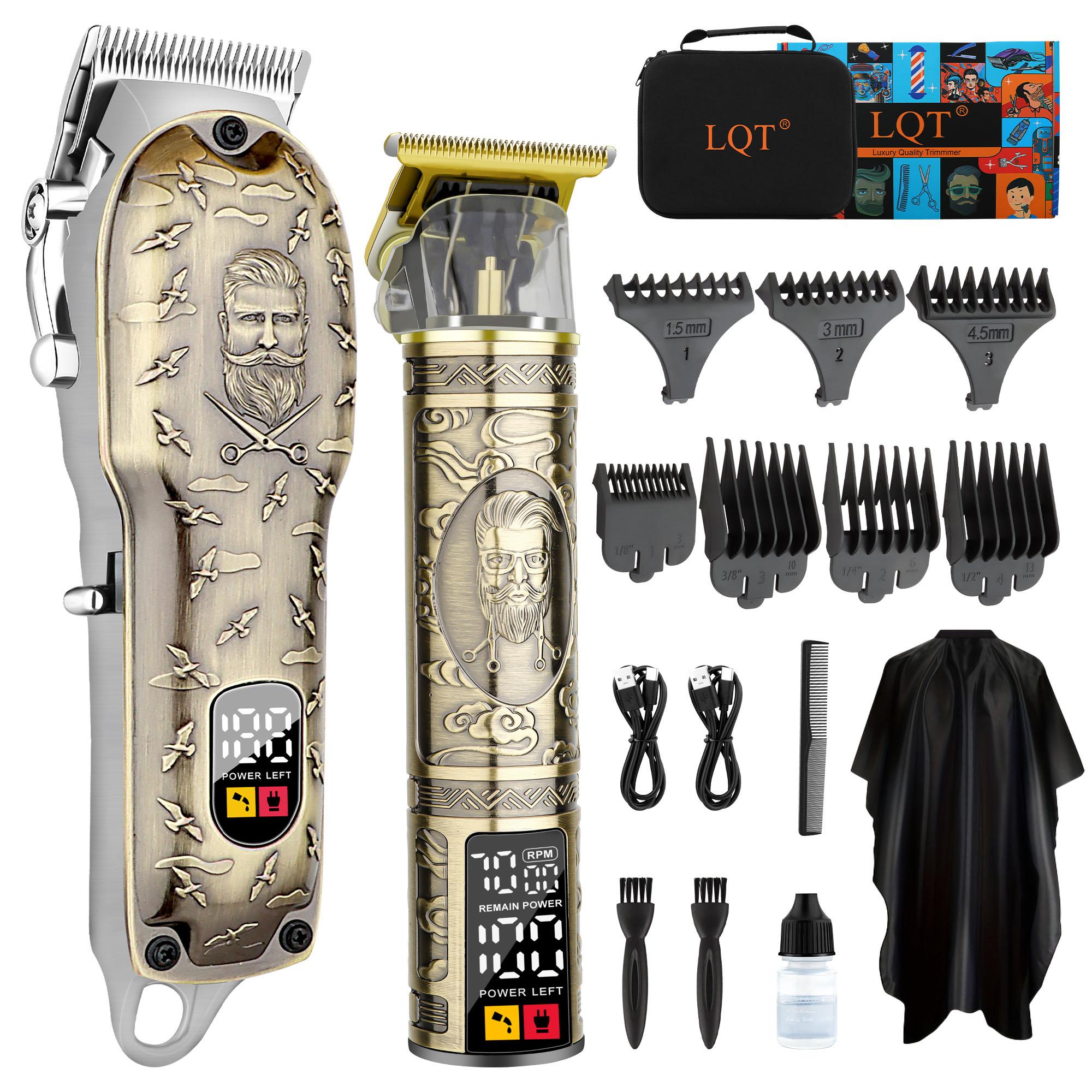 LQT Opulent Vintage-Bronze Stylist-Embossed Dual-Digital Clipper Grooming Kit