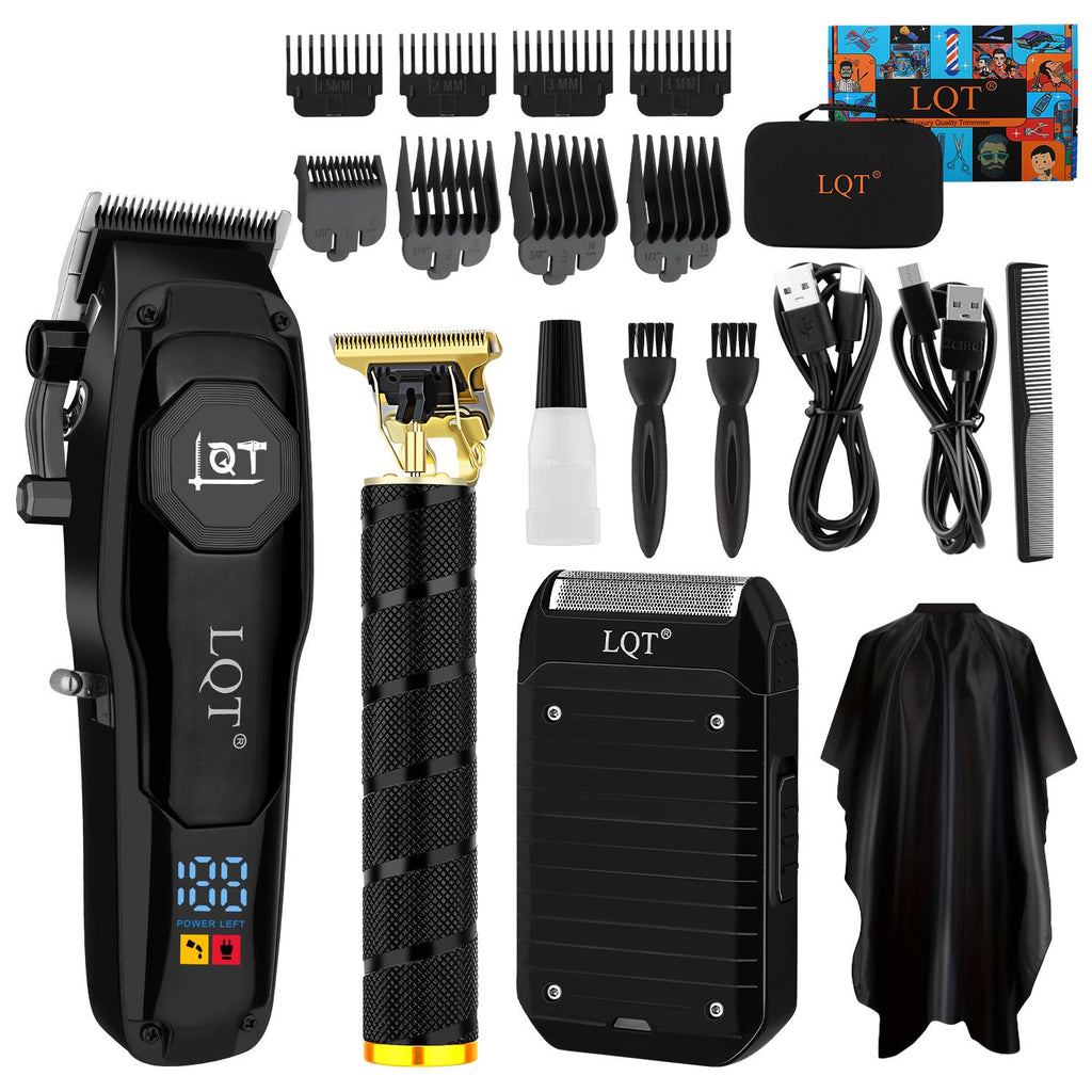 LQT Opulent Black Emblem Textured Professional Grooming Kit
