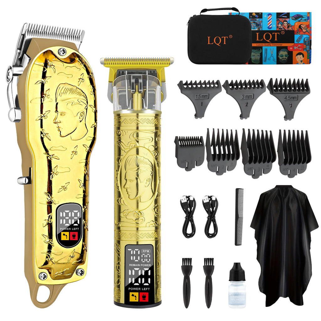 LQT Opulent Gilded Stylist-Embossed Dual-Digital Clipper Grooming Kit