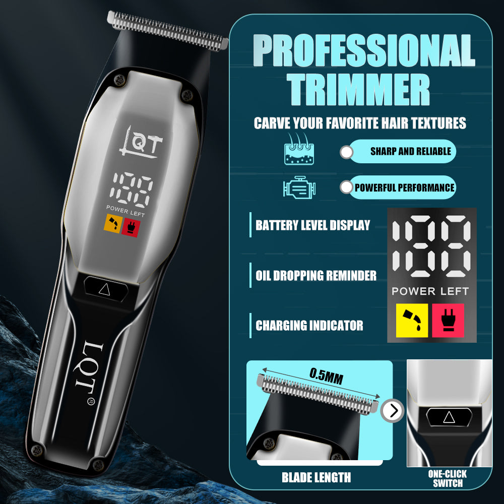 LQT Opulent Silver-Black Geometric Dual-Unit Grooming Kit