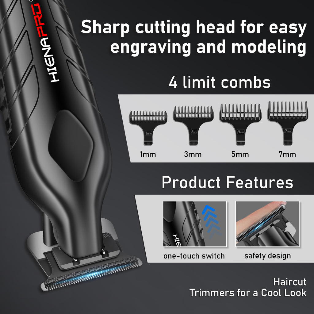 Opulent All-Black Diamond-Texture Dual-Digital Clipper Grooming Kit