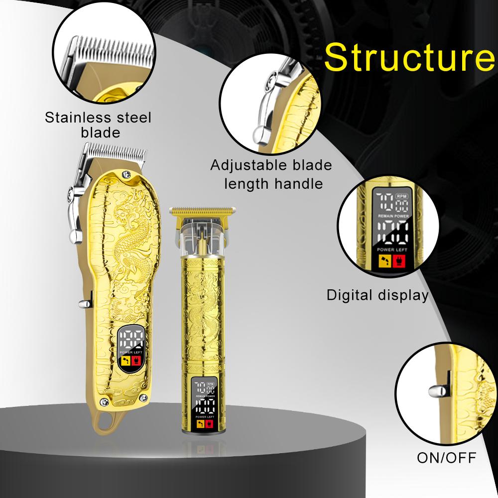 LQT Opulent Gilded Dragon-Embossed Dual-Digital Clipper Grooming Kit