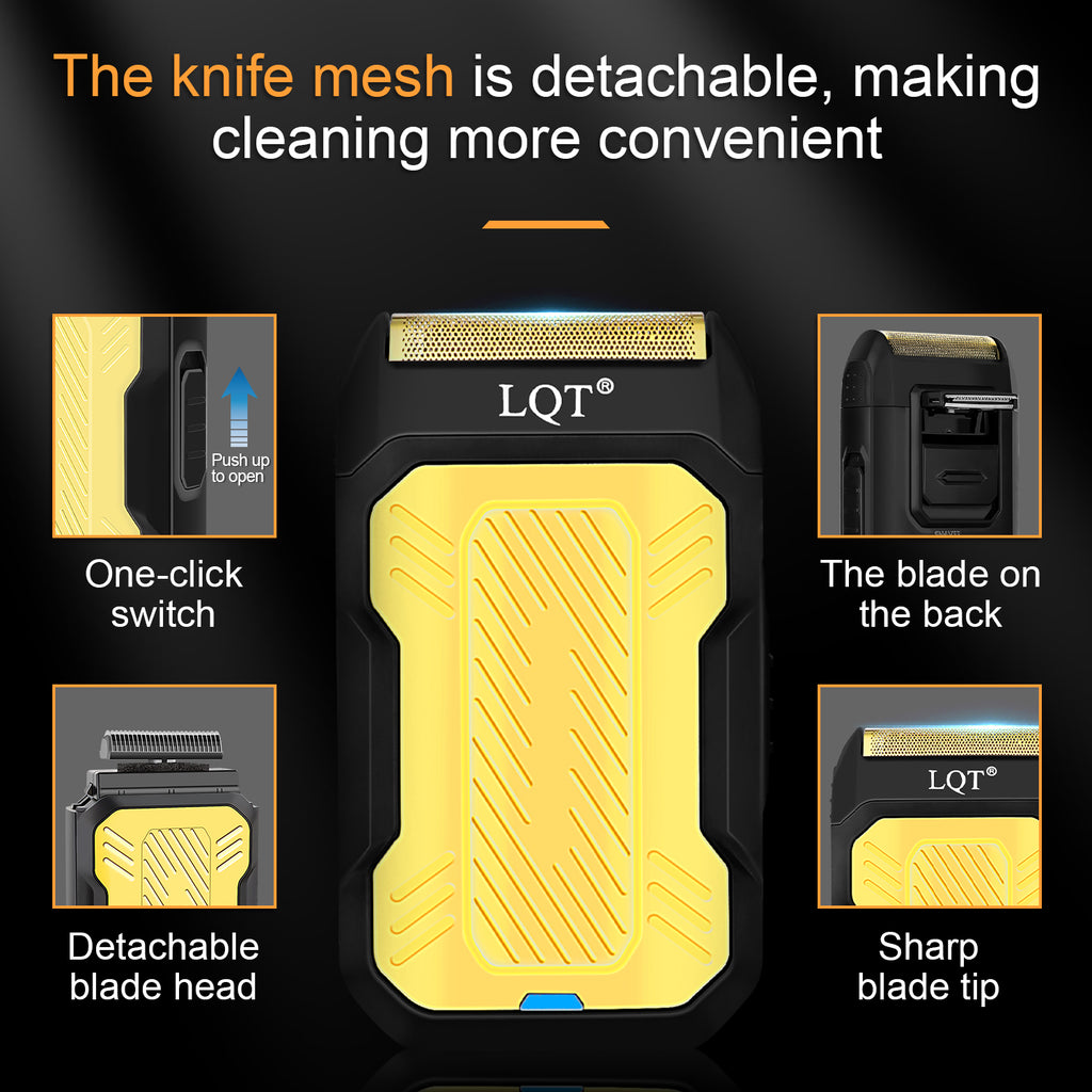 LQT Opulent Gilded Textured Digital-Display Gentleman Grooming Kit