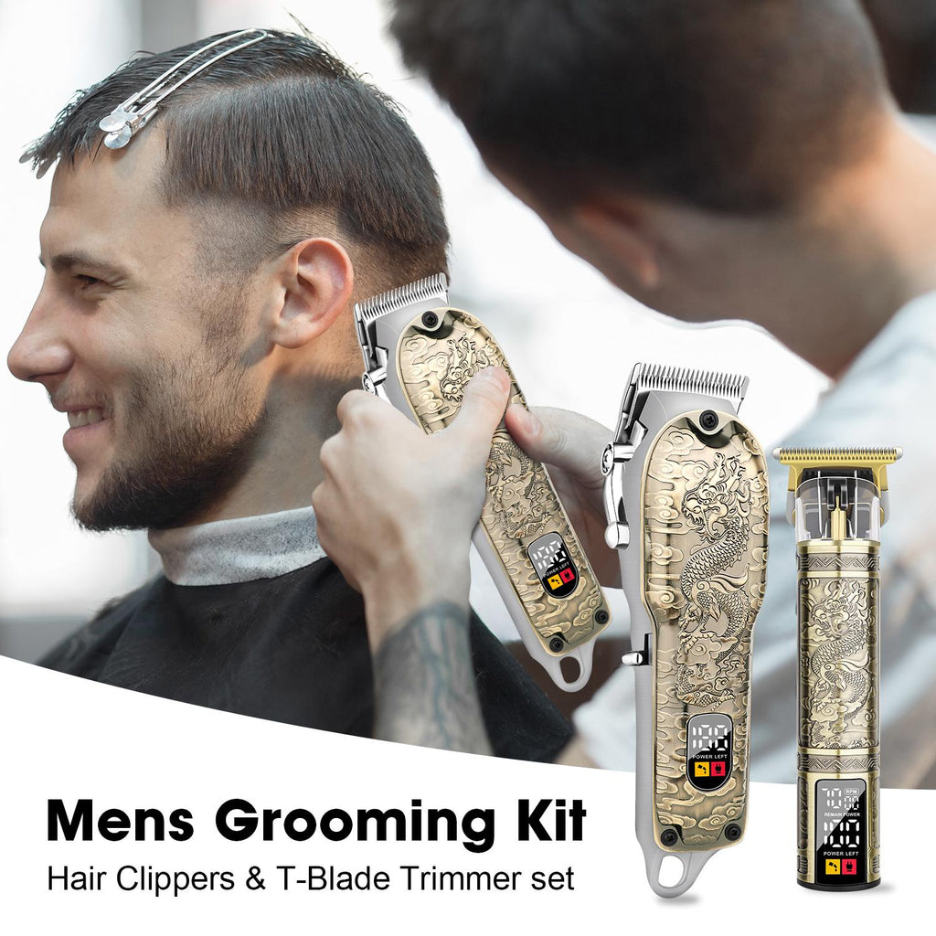 LQT Opulent Antique-Bronze Dragon-Pattern Dual-Unit Professional Grooming Set