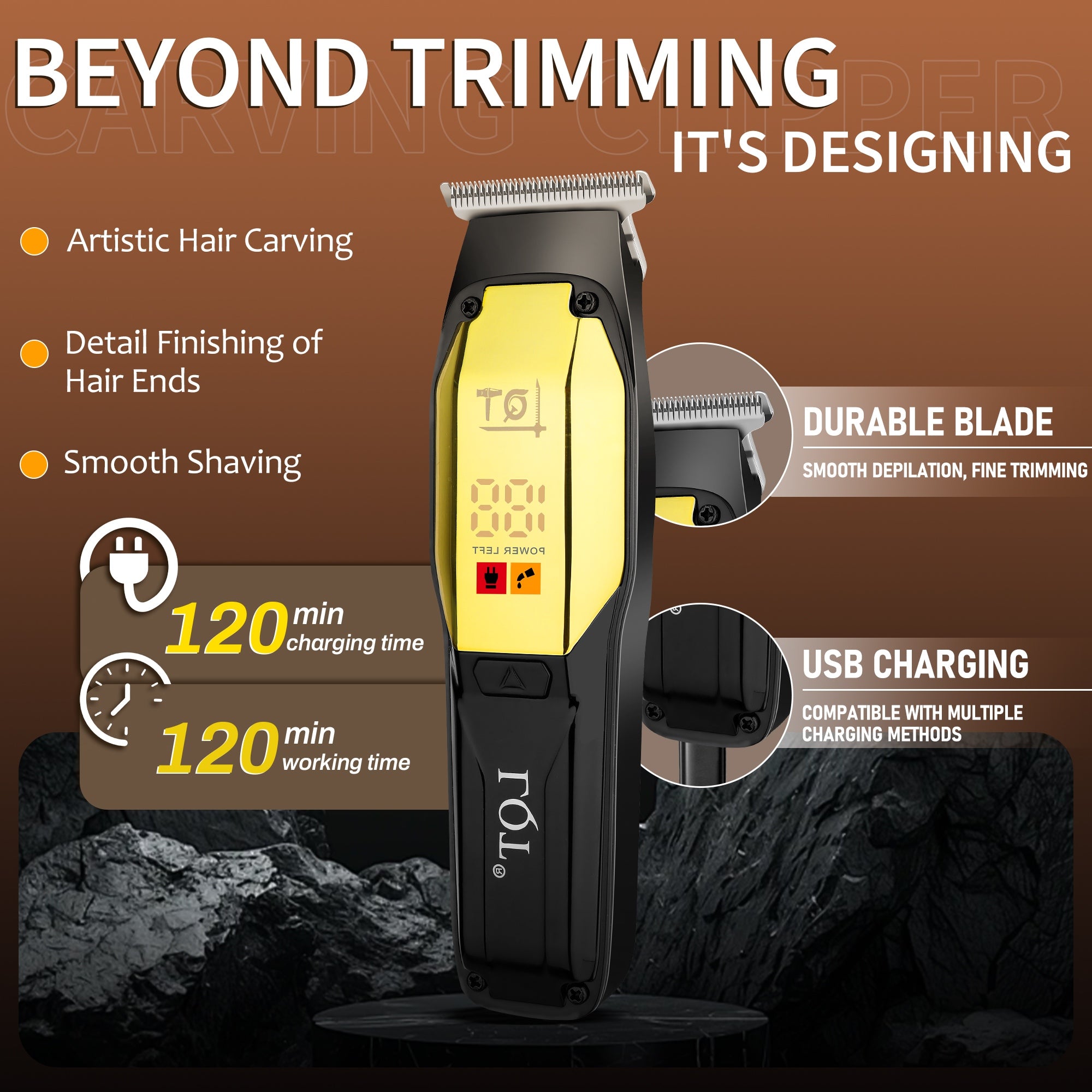 LQT Opulent Black-Gold Contrast Dual-Digital Clipper Grooming Kit