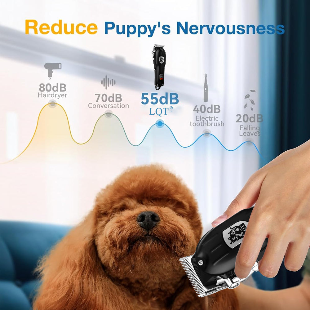 LQT Opulent All-Black Pet-Emblem Pet Grooming Clipper Kit