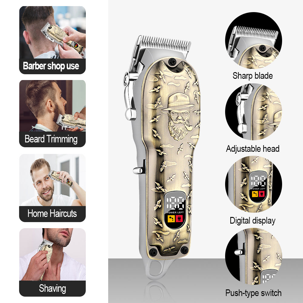 LQT Opulent Vintage-Bronze Gentleman-Embossed Digital Grooming Kit