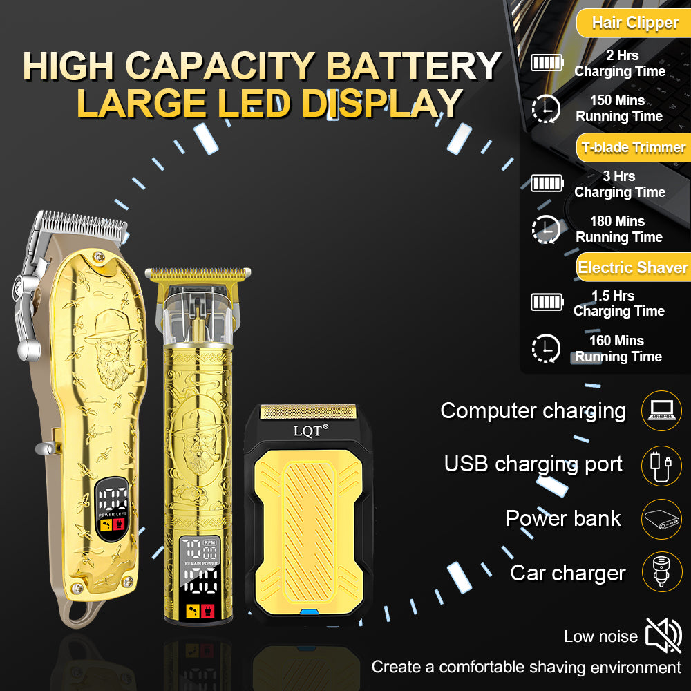 LQT Luxury Gold-Plated Pipe Design Men's Grooming Set