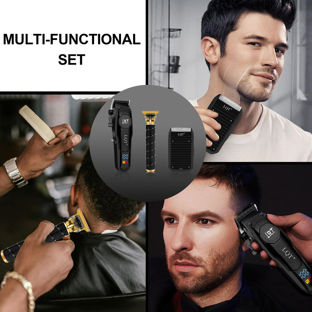 LQT Opulent Black Emblem Textured Professional Grooming Kit