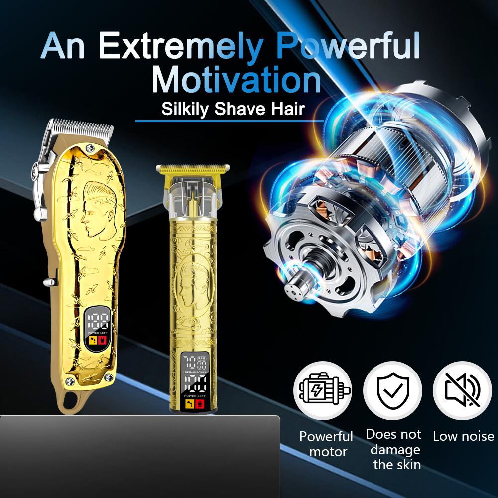 LQT Opulent Gilded Stylist-Embossed Dual-Digital Clipper Grooming Kit