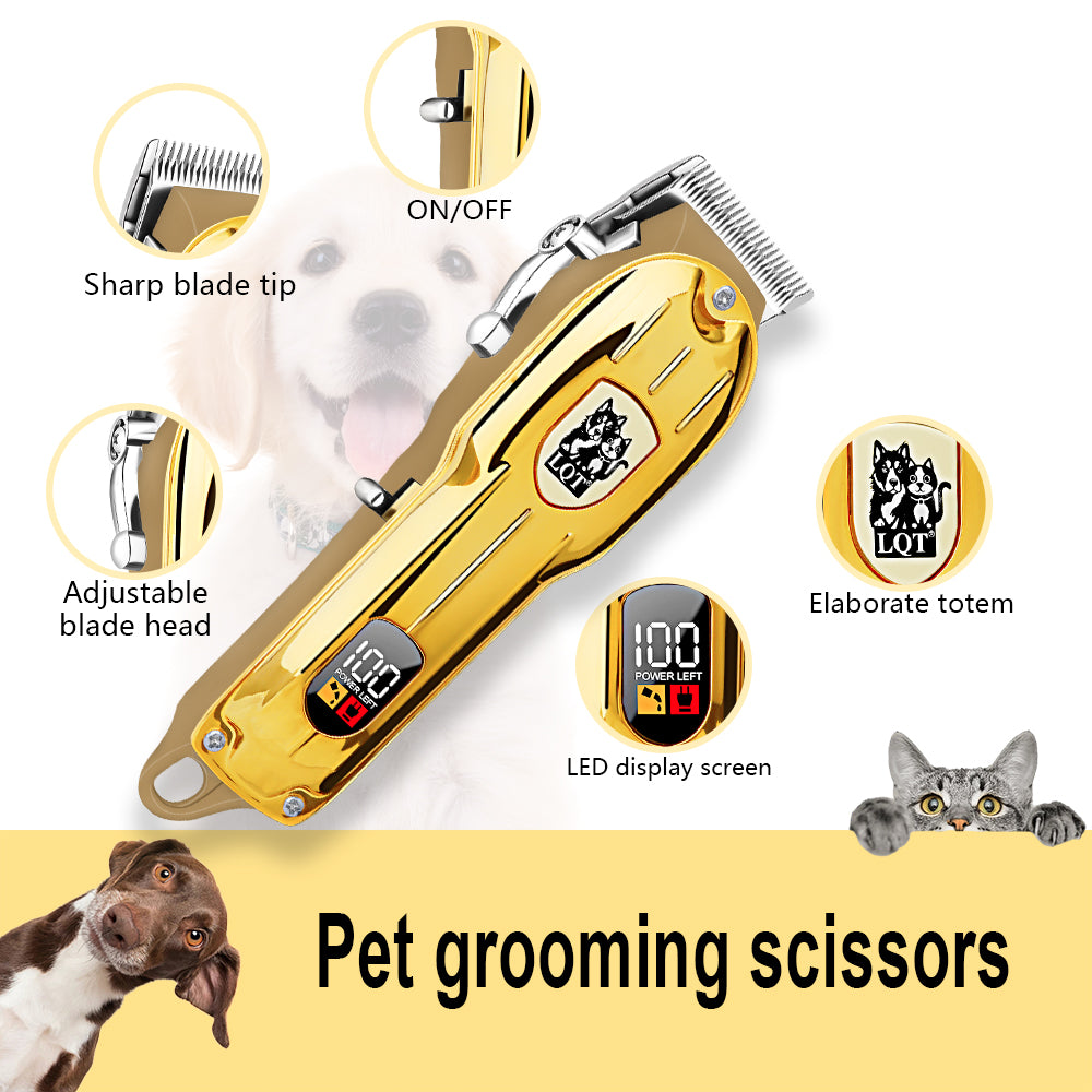 LQT Opulent Gilded Pet-Emblem Pet Grooming Clipper Kit