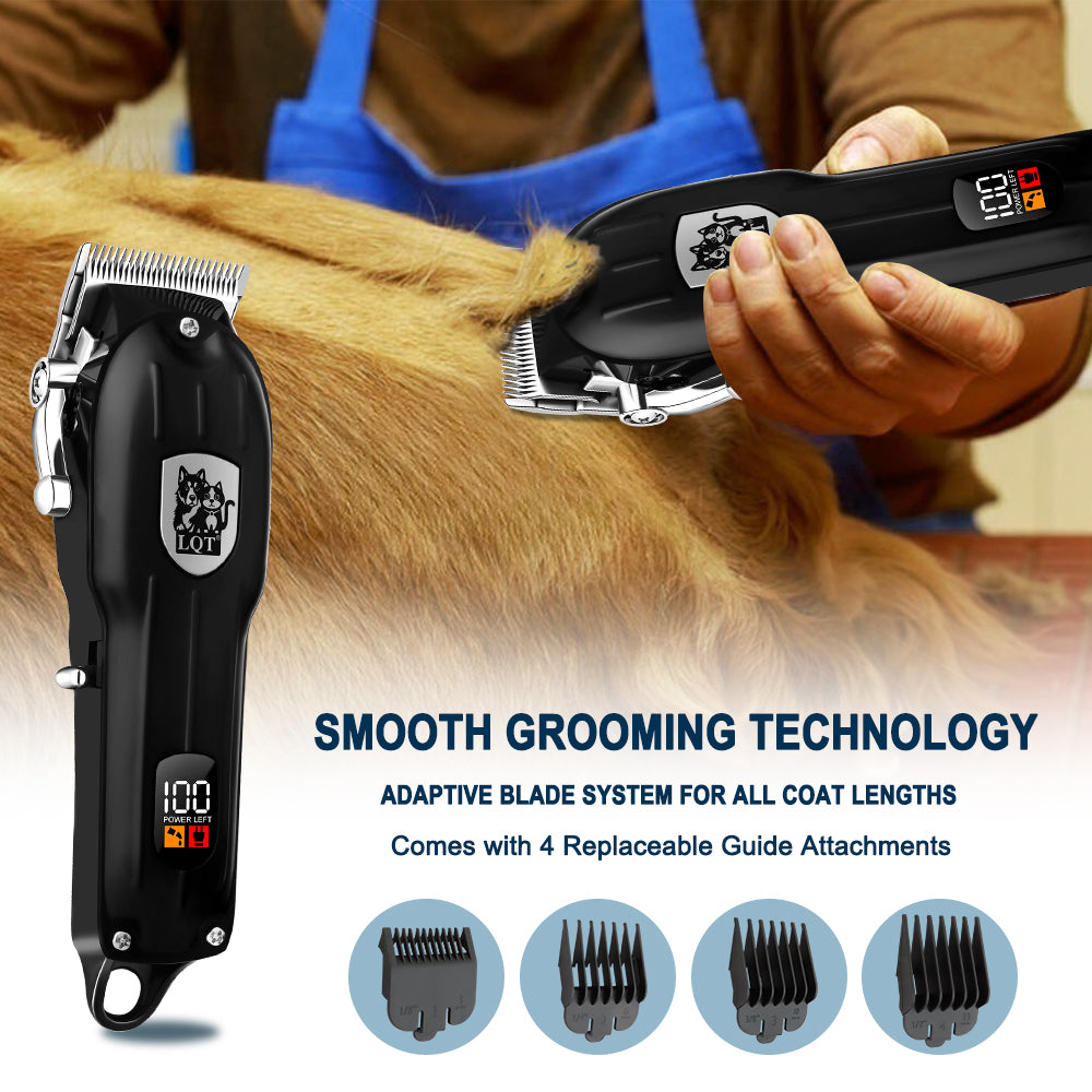 LQT Opulent All-Black Pet-Emblem Full-Tool Pet Grooming Kit