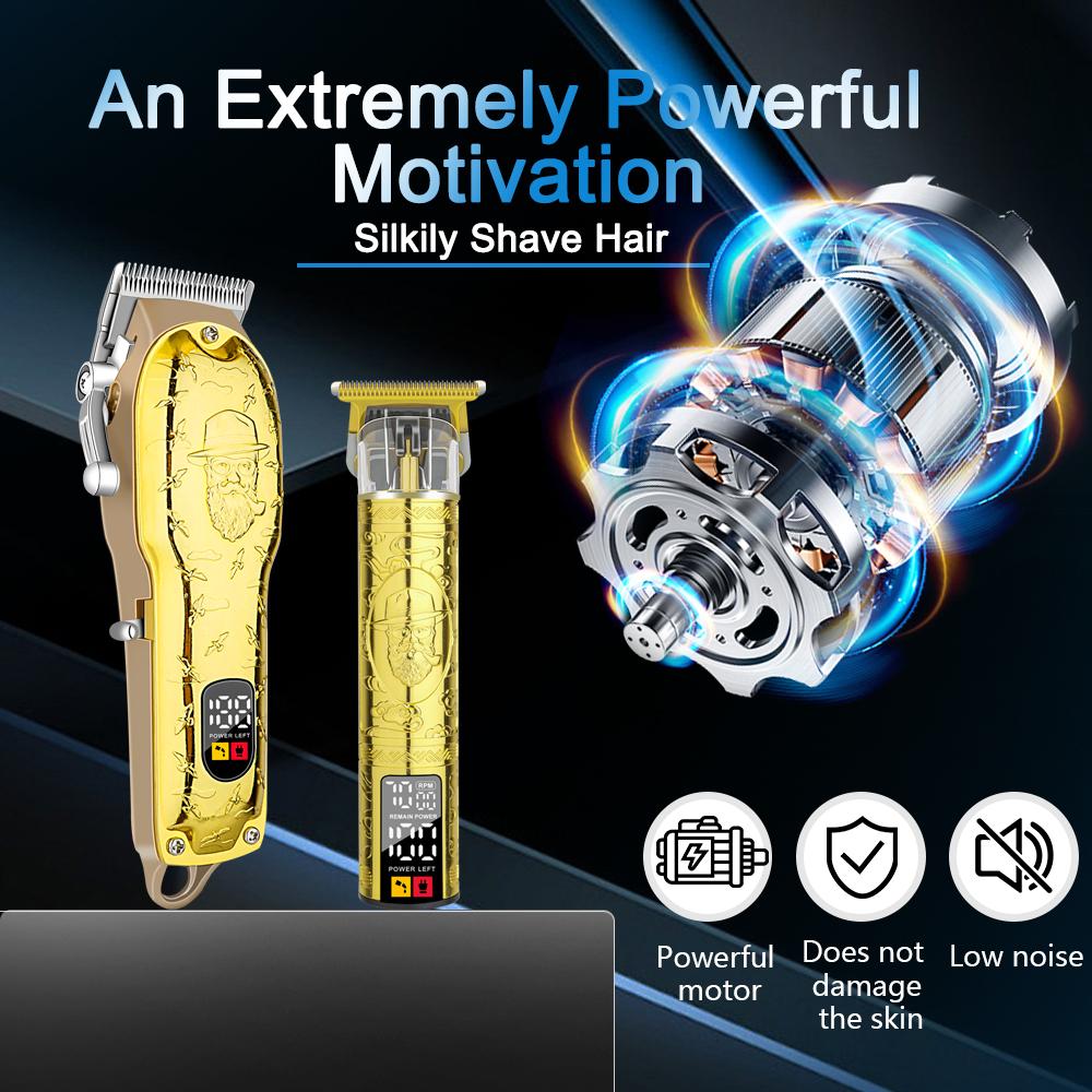 LQT Opulent Gilded Gentleman-Embossed Digital Clipper Grooming Kit