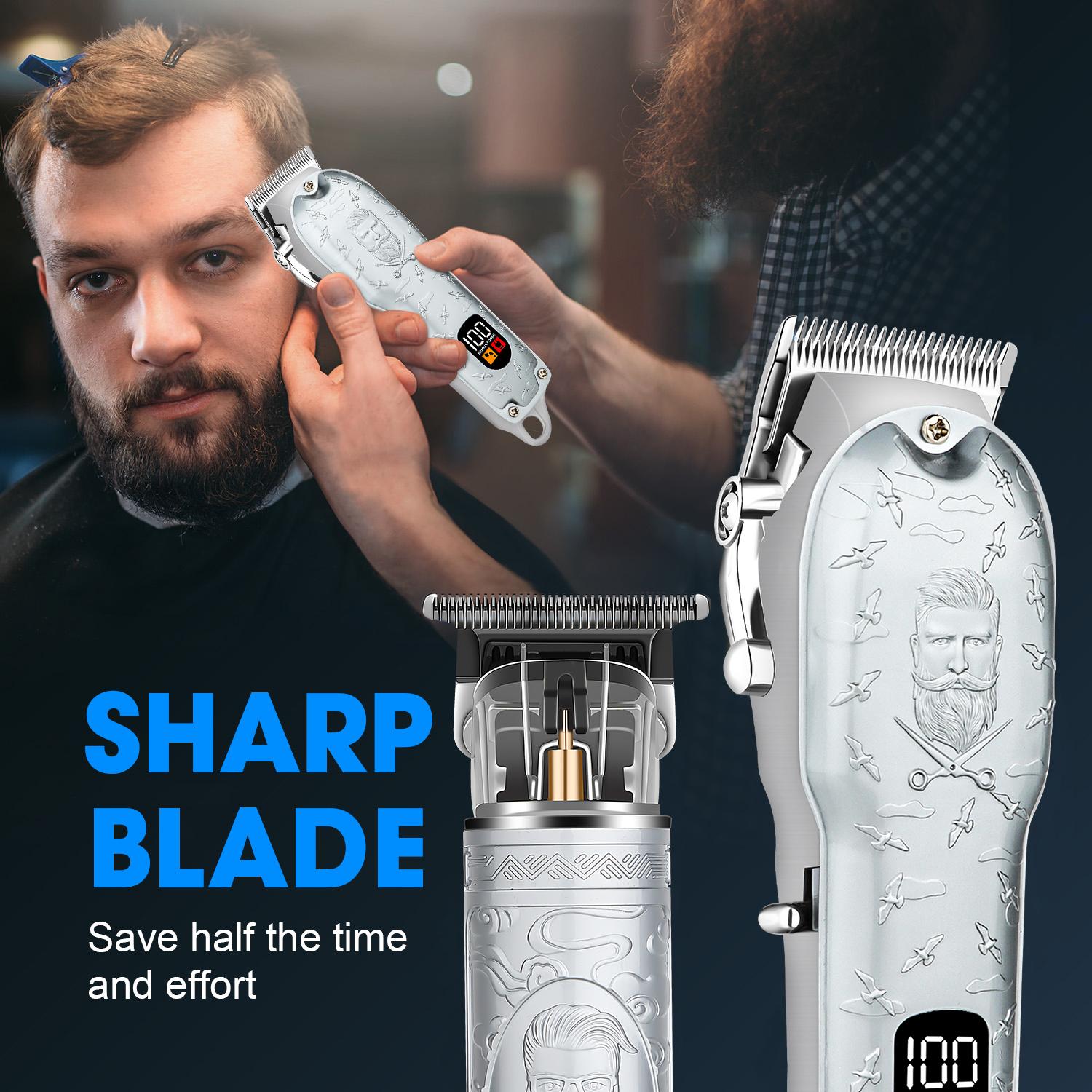 LQT Opulent Silver Stylist-Pattern Dual-Unit Professional Grooming Set