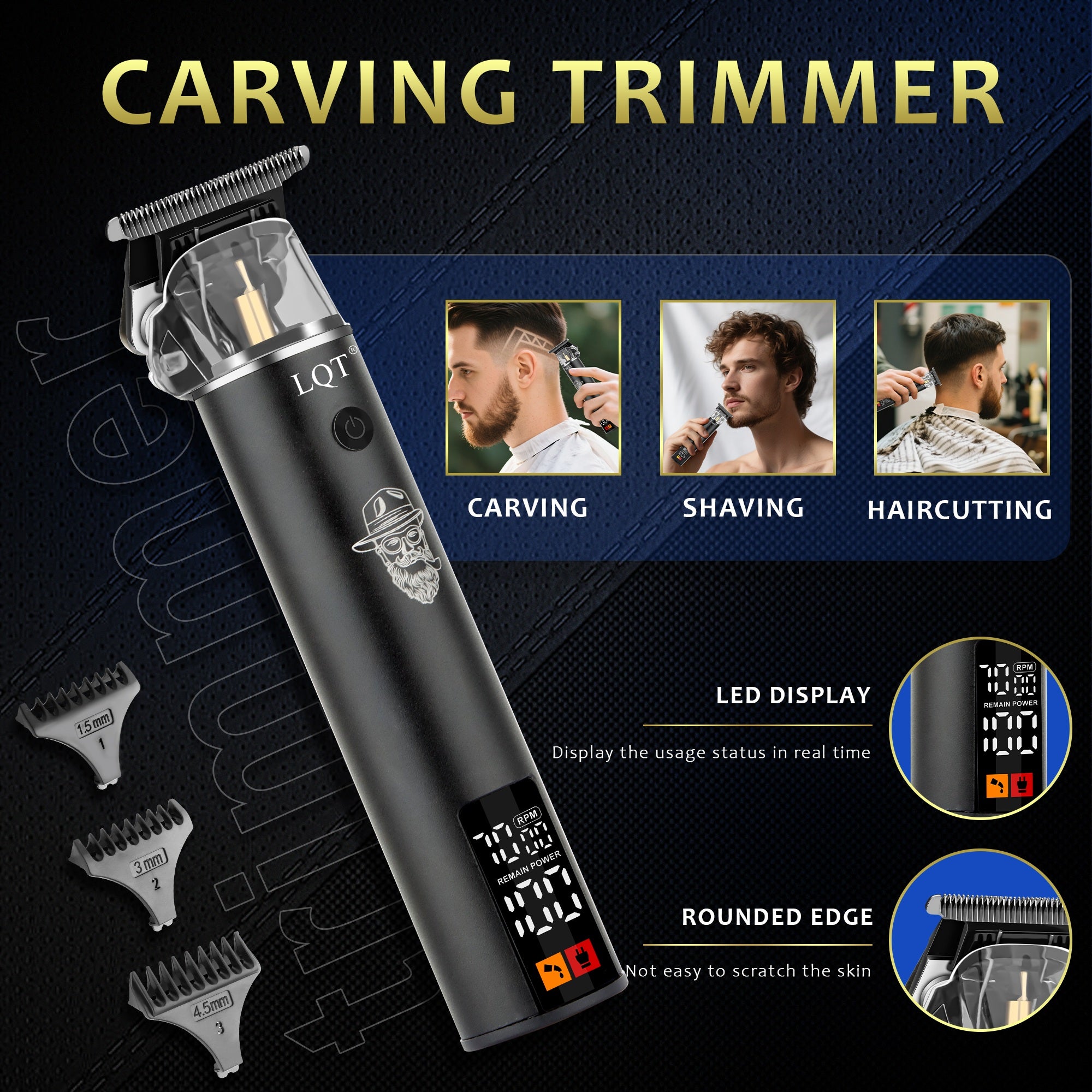 LQT Black-Silver Retro All-In-One Grooming Kit