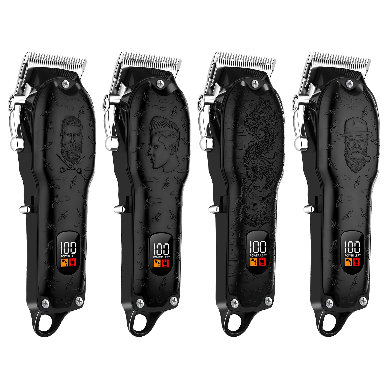 Matte Black Patterned Digital Hair Clipper