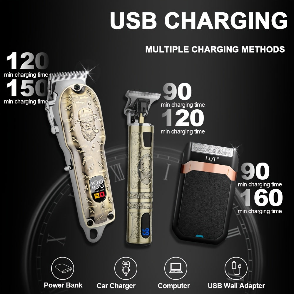 LQT 2pcs/3pcs Men'S Electric Hair Clipper