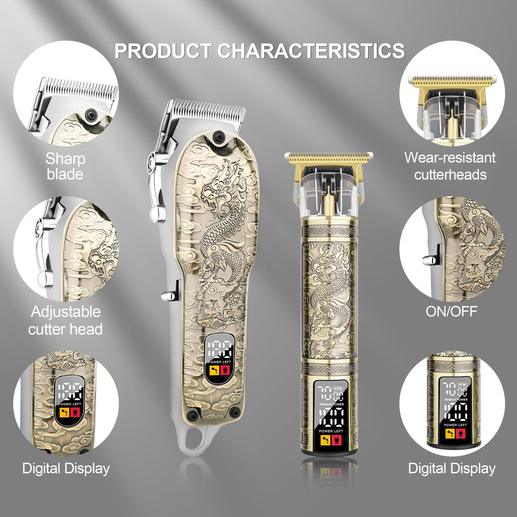 LQT Opulent Antique-Bronze Dragon-Pattern Dual-Unit Professional Grooming Set