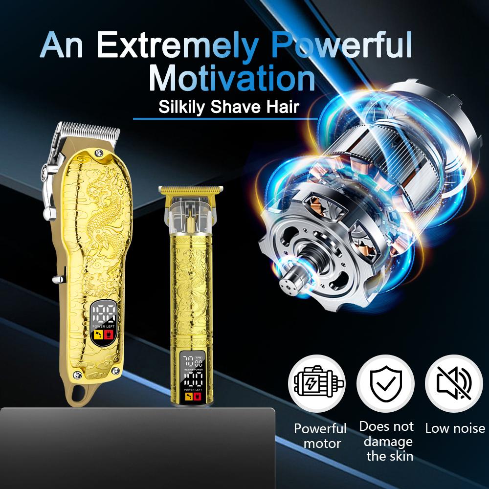 LQT Opulent Gilded Dragon-Embossed Dual-Digital Clipper Grooming Kit