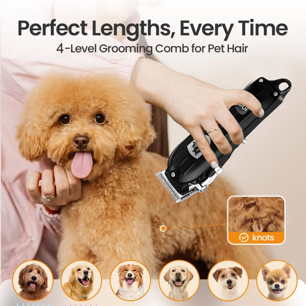 LQT Opulent All-Black Pet-Emblem Pet Grooming Clipper Kit