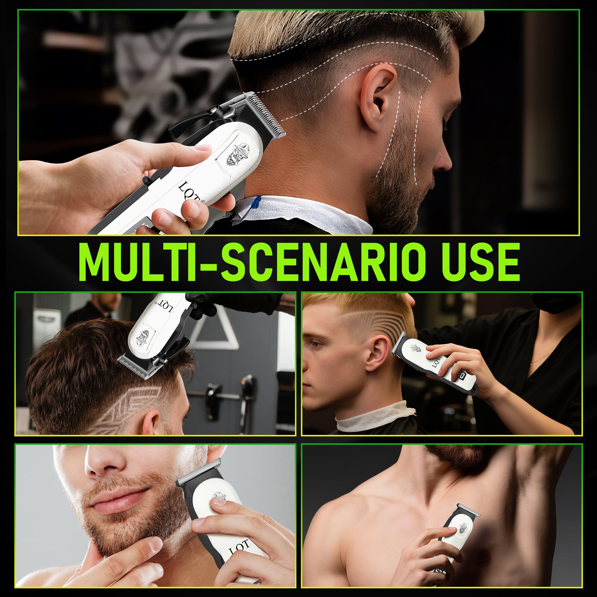 LQT Opulent Clean-White Gentleman-Emblem Dual-Digital Clipper Grooming Kit