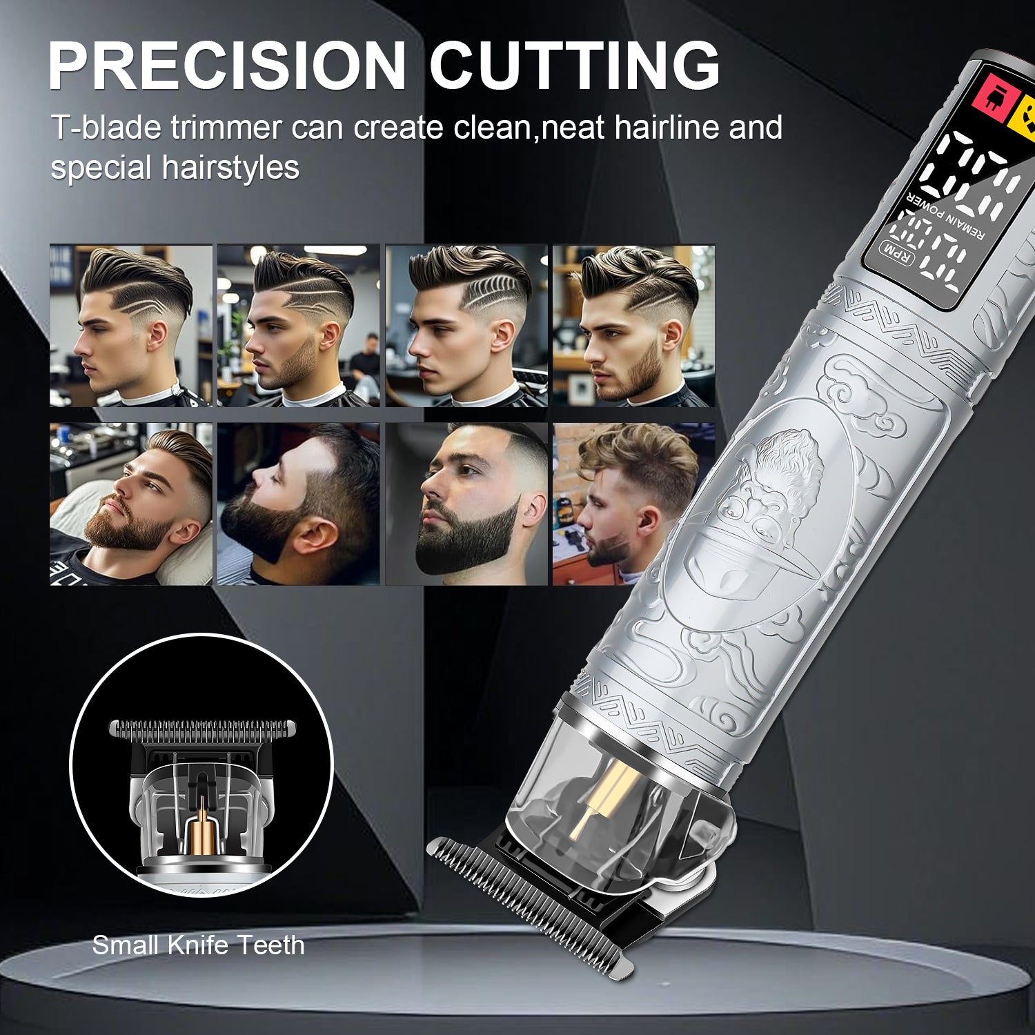 LQT Opulent Silver Retro Gentleman-Embossed Men's Grooming Kit