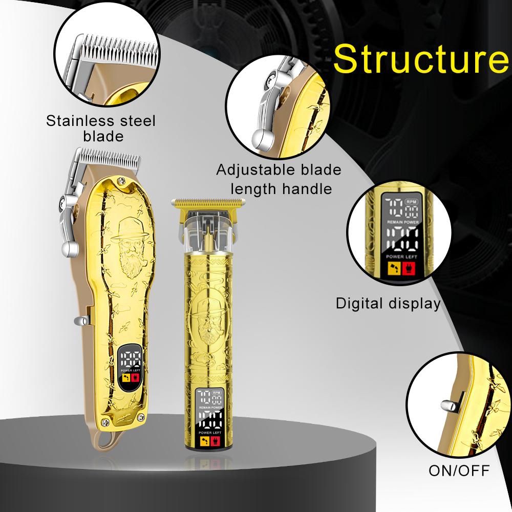 LQT Opulent Gilded Gentleman-Embossed Digital Clipper Grooming Kit
