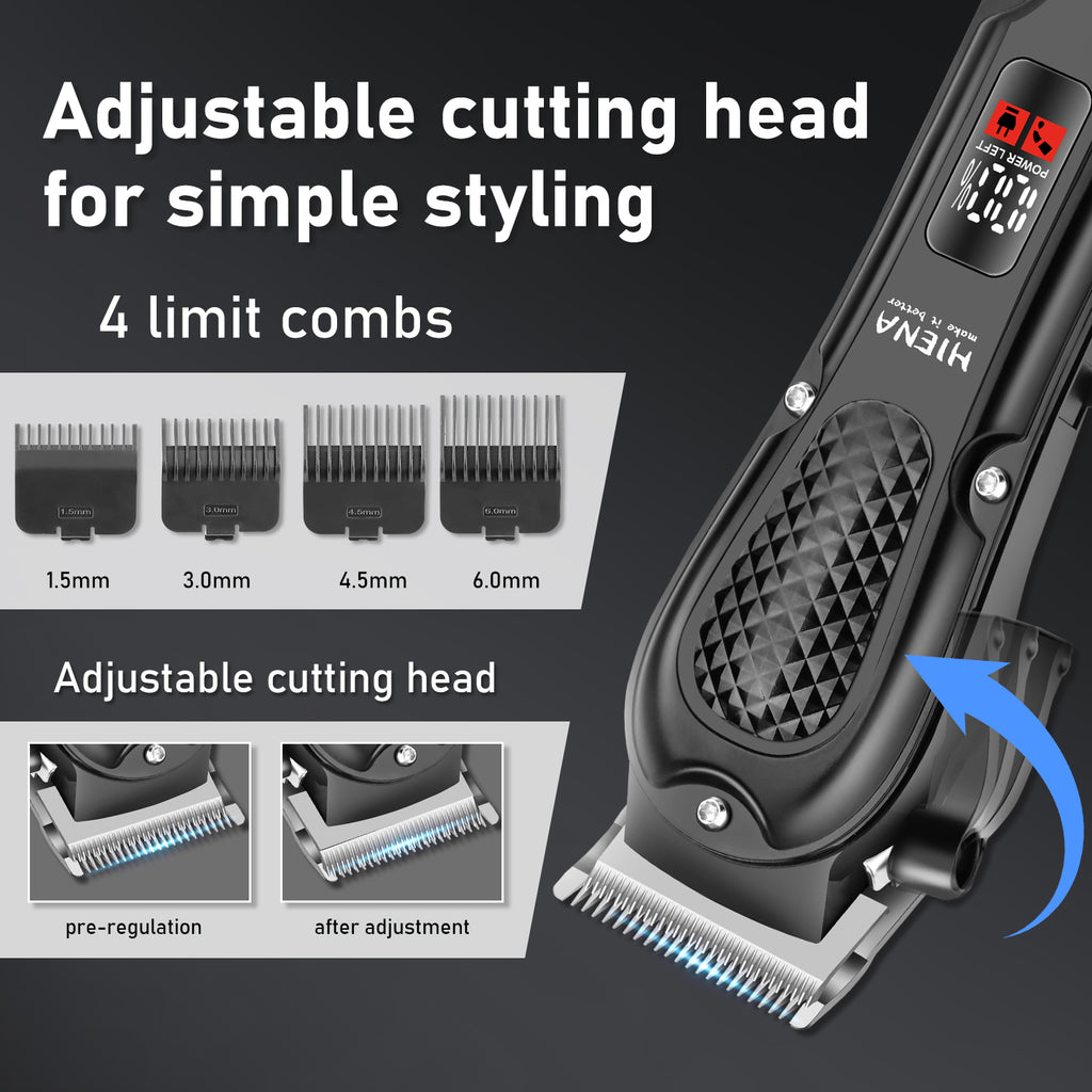 Opulent All-Black Diamond-Texture Dual-Digital Clipper Grooming Kit