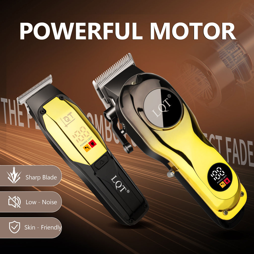 LQT Opulent Black-Gold Contrast Dual-Digital Clipper Grooming Kit