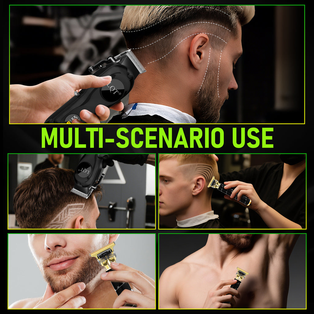 LQT Opulent Black-Textured Gold-Edge Dual-Unit Professional Grooming Set