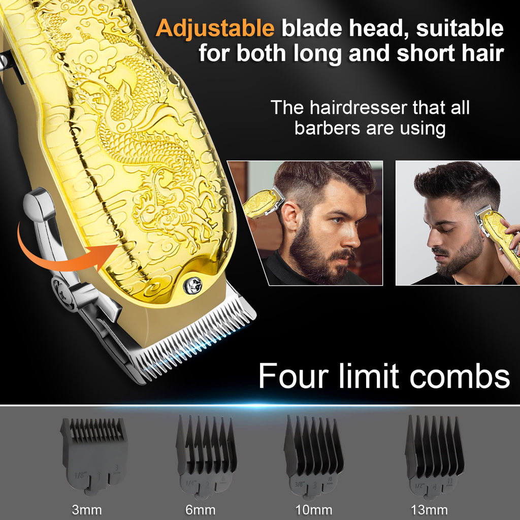 LQT Opulent Gilded Textured Digital-Display Gentleman Grooming Kit