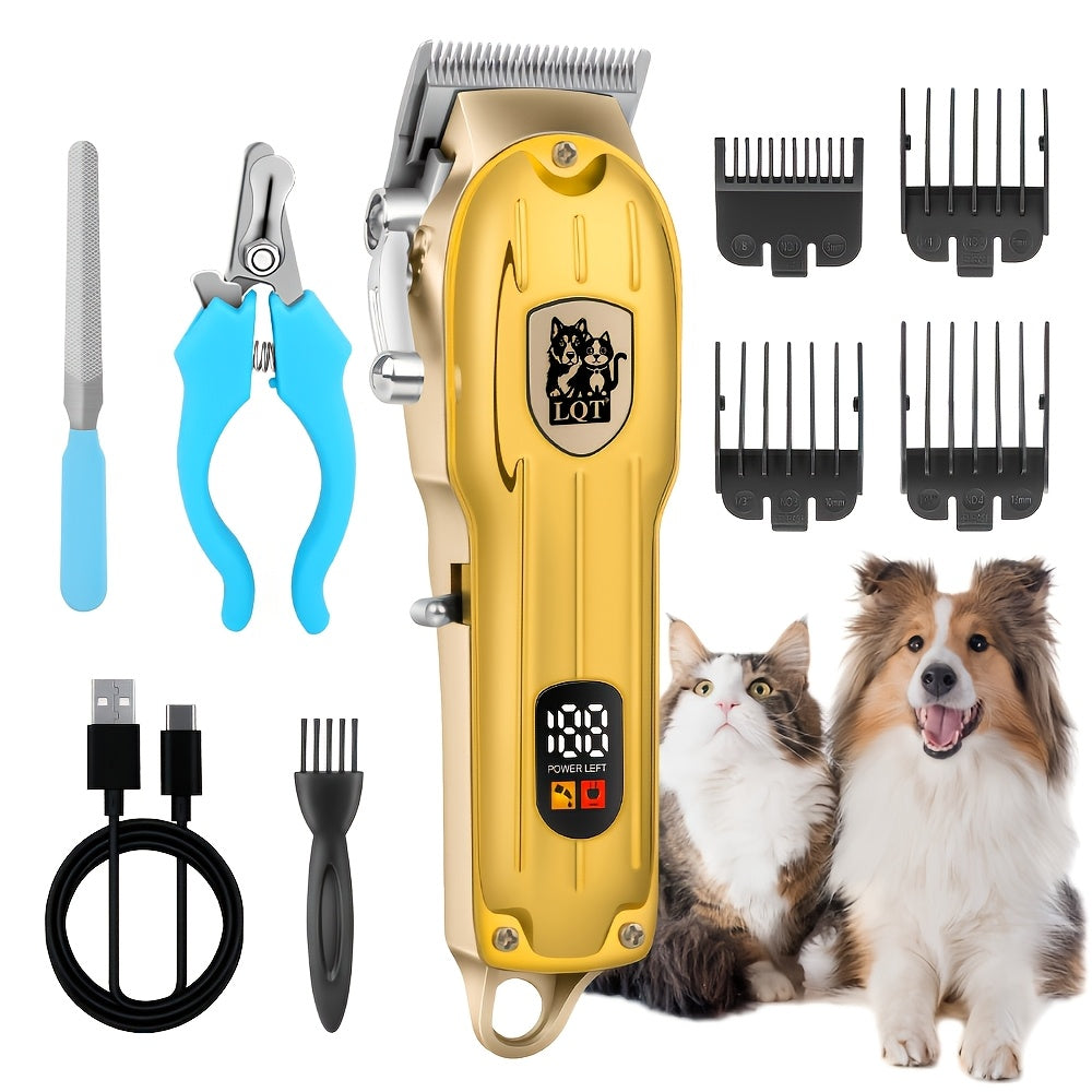 LQT Professional Cordless Rechargeable Heavy-Duty Low-Noise Pet Grooming Scissors Suitable for Dogs