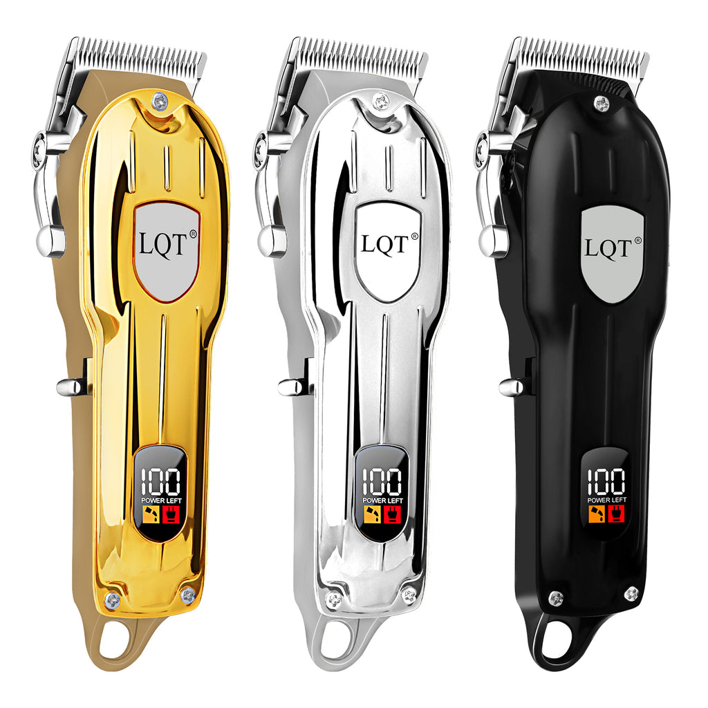 Three-Color Glossy Logo Digital Hair Clipper