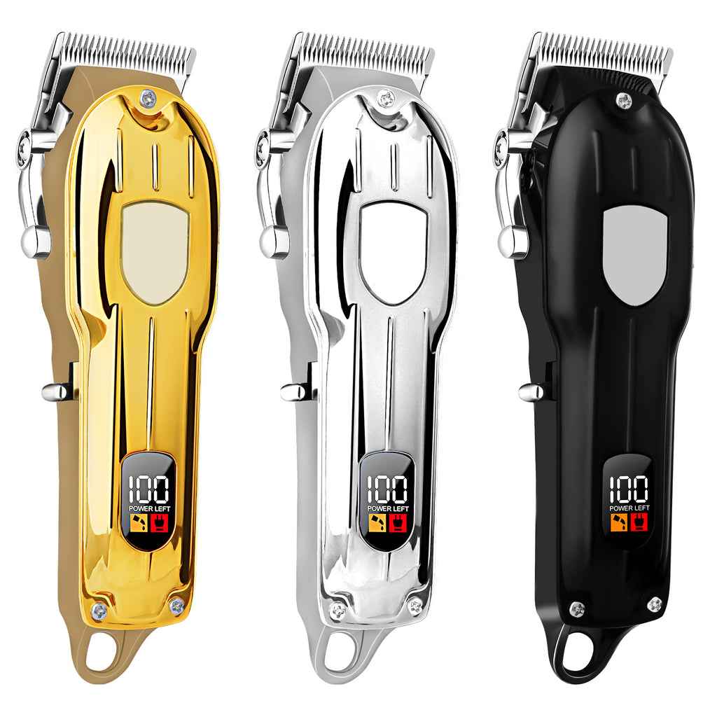 Three-Color Glossy Logo Digital Hair Clipper