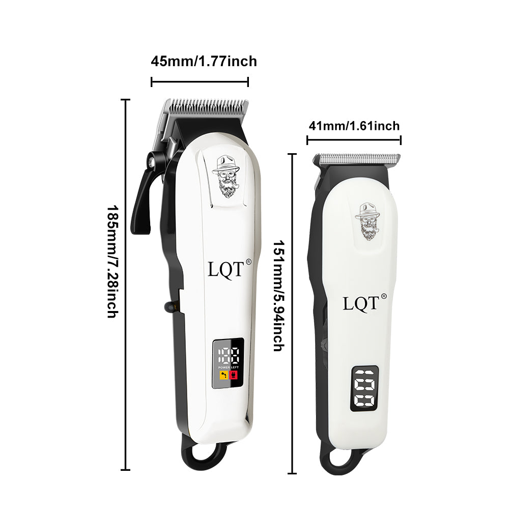 LQT Opulent Clean-White Gentleman-Emblem Dual-Digital Clipper Grooming Kit